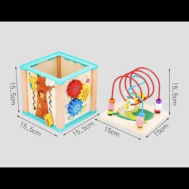 Cubo de Actividades de Madera - Juguete Multifuncional - Juguete Montessori