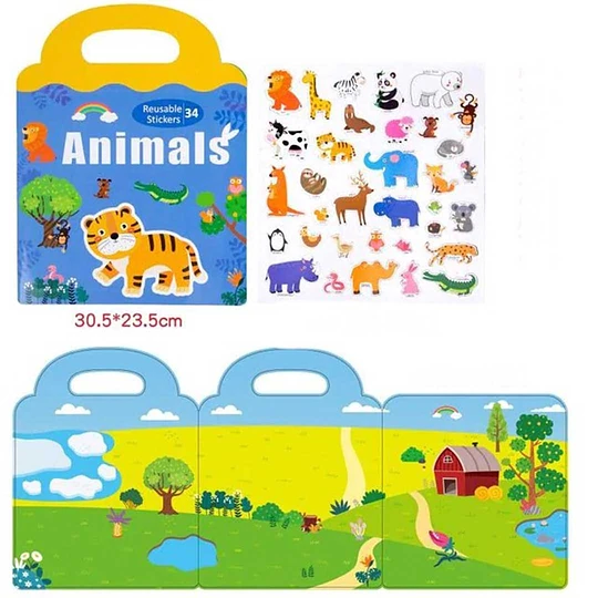 Libro Puzzle con Imanes Reutilizables - Animales - Animales Marinos - Dinosaurios - Vehículos - Espacio