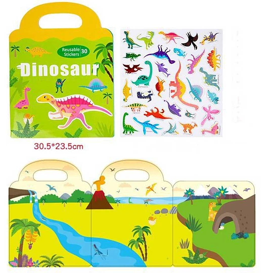 Libro Puzzle con Imanes Reutilizables - Animales - Animales Marinos - Dinosaurios - Vehículos - Espacio